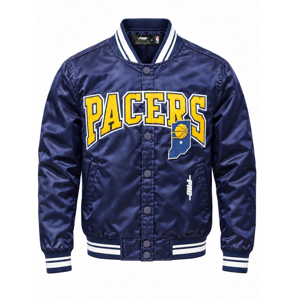 Pro Standard Indiana Pacers Jacket Mens Medium Navy NWT Satin Varsity Bomber NBA